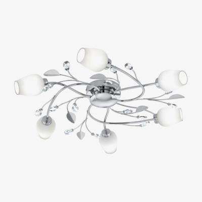 The Range Pitale Floral Chrome and White Satin Glass Ceiling Light - Grey