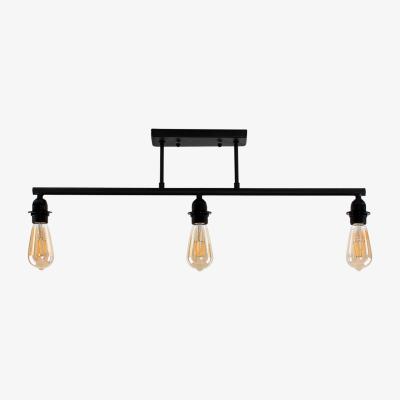 The Range 3 Way Black Satin Pipework Industrial Ceiling Light - Black