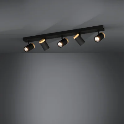 The Range EGLO Cartagena LED Warm White Adjustable 5-Light Spotlight, Black And Brown - Black