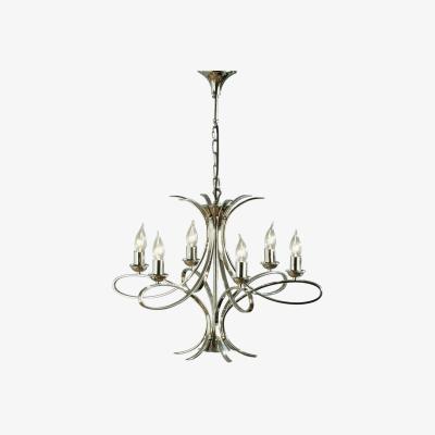 The Range Penn 6 Light Multi Arm Ceiling Pendant Chandelier Polished Nickel, E14 - Polished Nickel Plate
