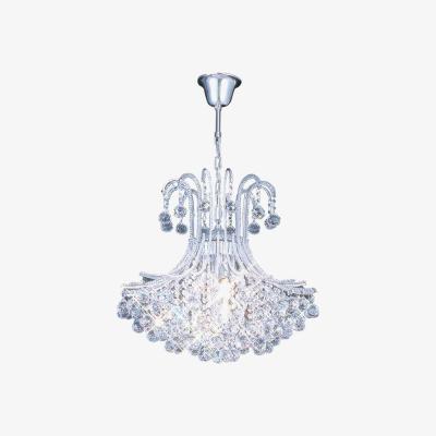 The Range Bask Ceiling Pendant Round 6 Light Polished Chrome, Crystal - Polished Chrome