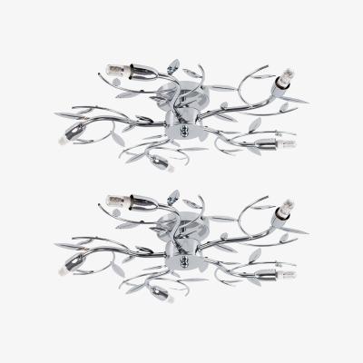 The Range Pair Of Modern Chrome 5 Way Swirl Decorative Leaf Blossom Ceiling Lights - Silver