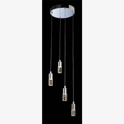The Range Focus LED 4 Light Cluster Pendant Chrome, Clear Acrylic Bubble Shade - Chrome