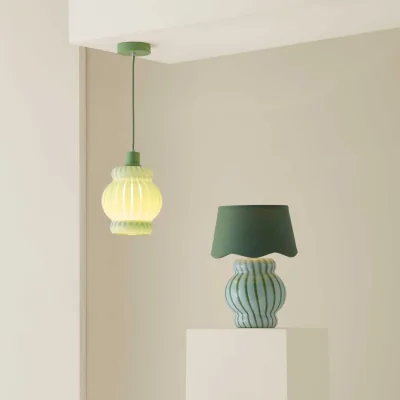 The Range Taffy Stripe Glass Pendant Ceiling Light - Green / 0.94kg
