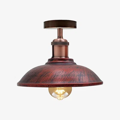 The Range Rustic Metal Lampshade Set with Bulb - Red