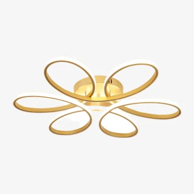 The Range Modern LED Semi Ceiling Light with Acrylic Petals and Border - Gold / 52W