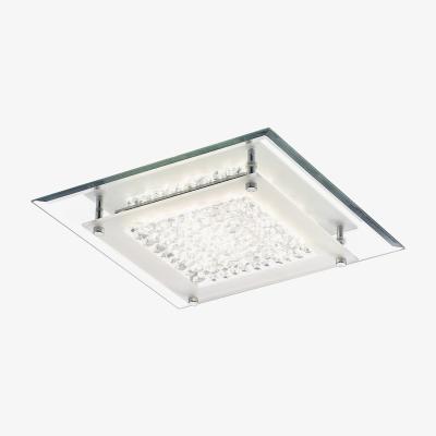 The Range Gina LED Flush Ceiling Light, 280mm Square, 12W 960lm 4000K Chrome, Crystal - Polished Chrome