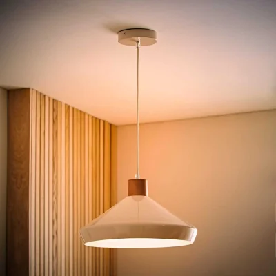 The Range Parker Walnut Accent Pendant Ceiling Light - Cream / Yes