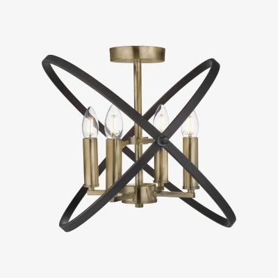 The Range Hoopla 4 Light Semi Flush Bronze, Brown, E14 - Bronze
