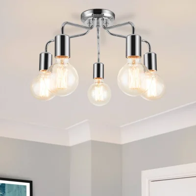 The Range COSYLYTE Fraser 5 Light Ceiling Flush Light - Chrome