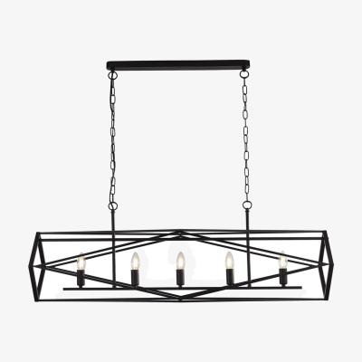 The Range Chassis 5 Light Black Candle Ceiling Pendant - Matt Black