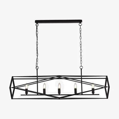The Range Chassis 5 Light Black Candle Ceiling Pendant - Matt Black