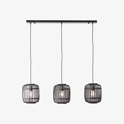 The Range Mathias Bar Pendant Ceiling Lamp, Dark Bamboo, Plywood With Matt Black Paint - Dark Bamboo