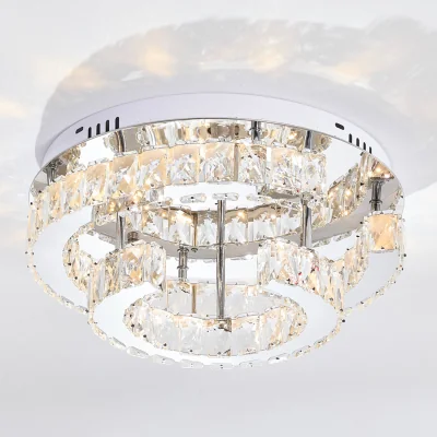 The Range Crystal Round Adjustable LED Ceiling Light with Remote Control - Chrome and Clear