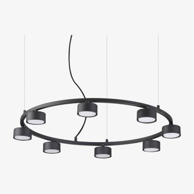 The Range Minor Indoor 8 Light Circular Ceiling Pendant Lamp 8 Lights - Black