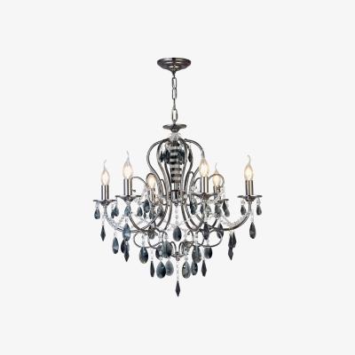 The Range Luna Ceiling Pendant Chandelier 6 Light Black Chrome, Crystal - Black Chrome