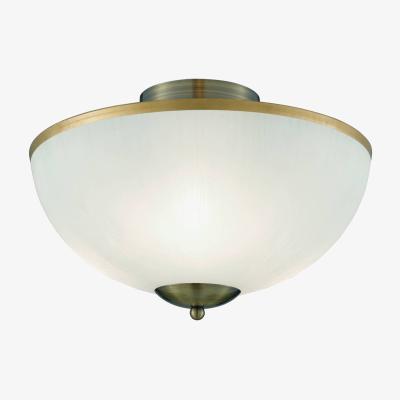 The Range 3 Light Flush Ceiling Light Antique Brass and Glass, E14 - Antique Brass