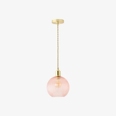 The Range Maddison Brushed Gold Ceiling Light Pink Glass Shade - Pink