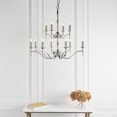 The Range Stanford 12 Light Chandelier Polished Nickel Plate Finish, E14 - Polished Nickel Plate