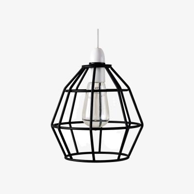 The Range Contemporary Matt Black Metal Basket Cage Pendant Ceiling Light Shade - Black