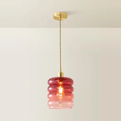 The Range Giselle Ombre Berry Glass Ceiling Pendant Light - Brushed Gold / 18.8cm