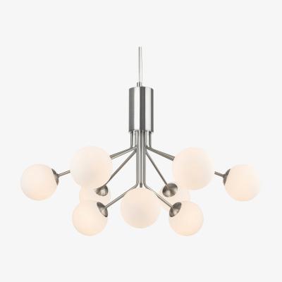 The Range Montana 9 Light Globe Fitting Brushed Steel with Opal White Glass - Brushed Steel with Opal White Glass