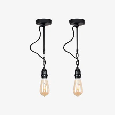 The Range Pair Of Industrial Steampunk Satin Black Wall Ceiling Light Fittings - Black