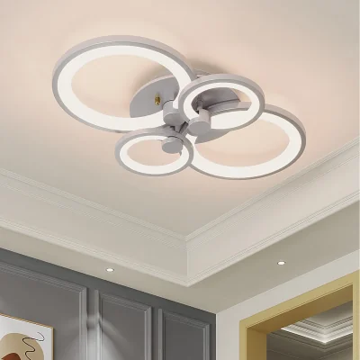 The Range Dimmable Circular LED Semi Flush Ceiling Light - White