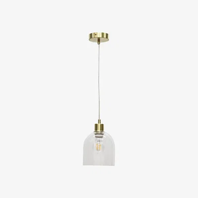 The Range Belten Clear Glass Cloche With Satin Brass Pendant Fitting - Satin Brass & Clear
