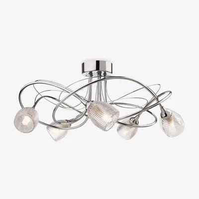The Range Henley 5 Light Flush Light Chrome, Clear Decorative Glass, G9 - Chrome