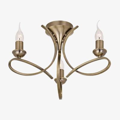The Range Penn 3 Light Semi Flush Ceiling Light Brushed Brass effect plate, E14 - Brushed brass effect plate