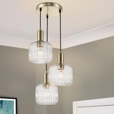 The Range COSYLYTE Maple 3 Light Glass Cluster Pendant Light - Brushed Brass