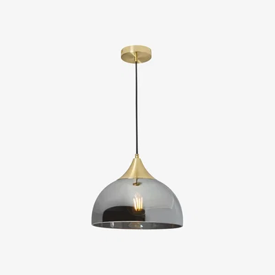 The Range Webster Pendant with Smoke Glass Shade - Brass, Smoke Grey