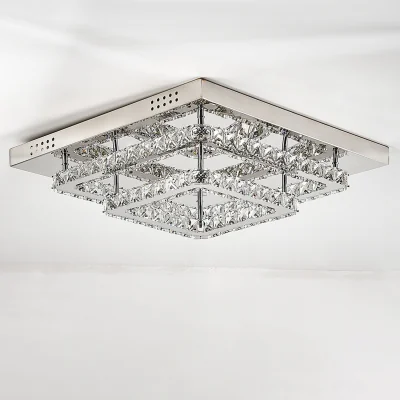 The Range Glamorous Square LED Ceiling Light with Crystal Accents - Silver