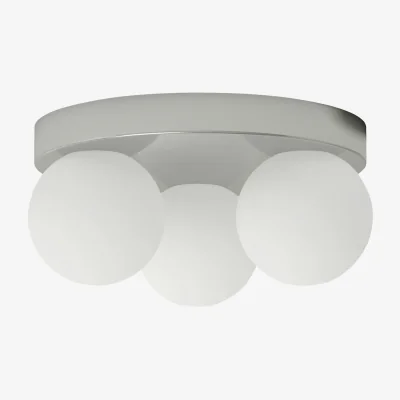 The Range Edit 3lt Bathroom Ceiling Flush Light - Polished Chrome Plate And Matt Opal Glass