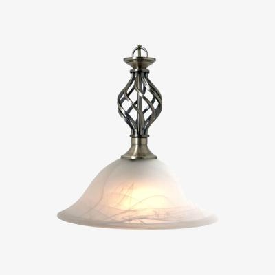 The Range Antique Brass Ceiling Pendant Light with Marble Glass Lampshade - Antique Brass