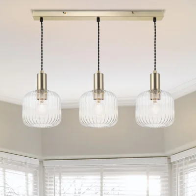 The Range COSYLYTE Clayton 3 Light Glass Bar Pendant Light - Brushed Brass