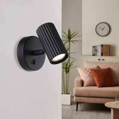 The Range Eglo Portillo Metal Modern Wall Spotlight, Black - Black