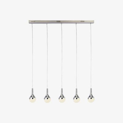 The Range Teardrop 5 Light Led Bar Pendant, Crushed Ice Effect Shade, Chrome - Crystal Sand