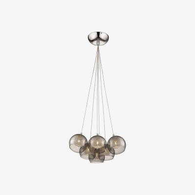 The Range Spring 6 Light Cluster Pendant Chrome, Smoked grey with Glass Shades, G9 - Chrome
