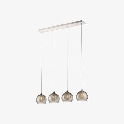 The Range Spring 4 Light Ceiling Pendant Bar Chrome, Smoked grey with Glass Shades, G9 - Chrome