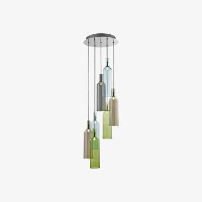 The Range Bottle 7 Light Cluster Pendant Chrome, Smoked Coloured Glass, G4 Bulb - Chrome