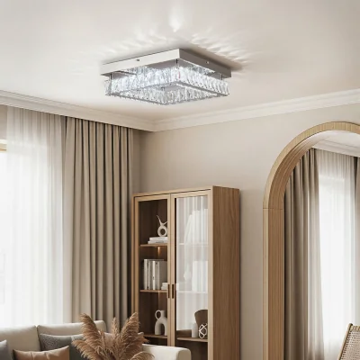The Range Lifeideas Rectangular Crystal Ceiling Light - Chrome Silver
