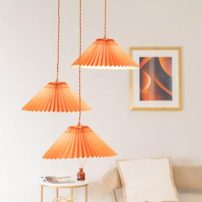 The Range Akira Fabric Pleated Triple Drop Ceiling Pendant Light with LED Bulbs - Orange