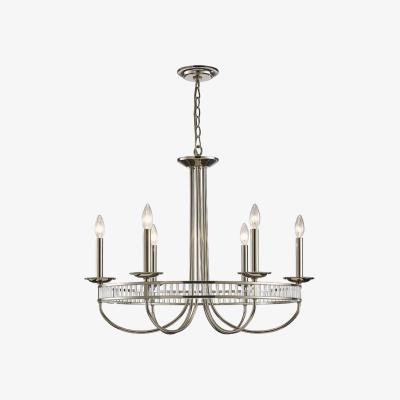 The Range Saskia Round Ceiling Pendant 6 Light E14 Polished Nickel, Crystal - Polished Nickel