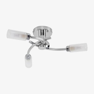 The Range Modern 3 Way Spiral Flush Chrome Ceiling Light Fitting With Glass Shades - Silver