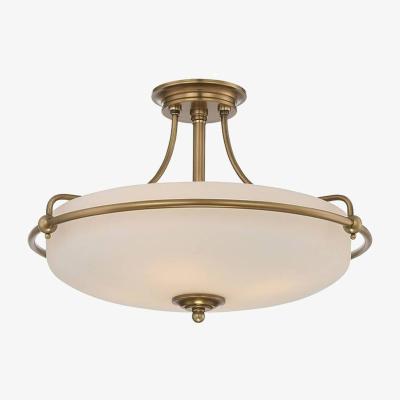 The Range Griffin 4 Light Semi Flush Ceiling Light Weathered Brass, E27 - Weathered brass