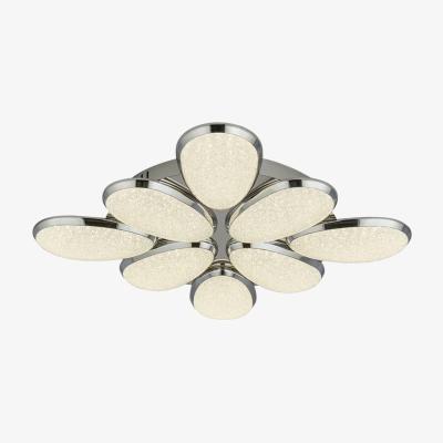 The Range 8 Light Led Ceiling Flush, Crushed Ice Effect Shade, Chrome - Grey