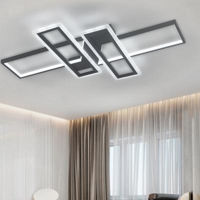 The Range Z-Shaped Geometric Black Frame LED Ceiling Light - Cool White / 3kg