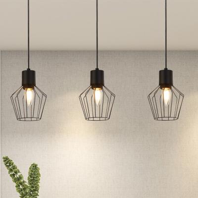 The Range 3 Light Bar Pendant with Cage Shades - Black